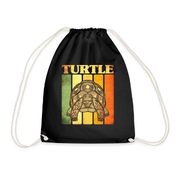 Turtle - Drawstring Bag - black - Front
