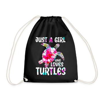 Just A Girl Who Loves Turtles - Turnbeutel - Schwarz - Vorne