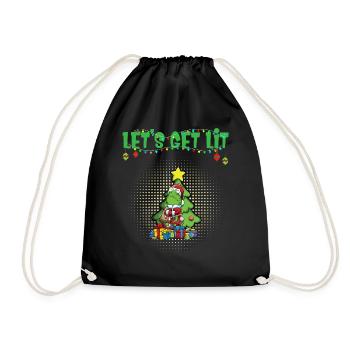 Let's Get Lit Advent Season Christmas Party X-Mas - Drawstring Bag - black - Front
