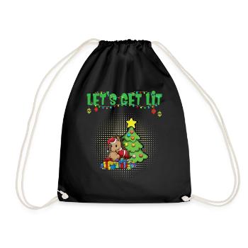 Let's Get Lit Advent Season Christmas Party X-Mas - Drawstring Bag - black - Front