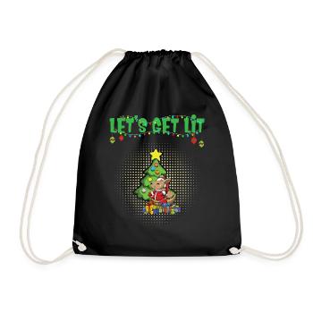 Let's Get Lit Advent Season Christmas Party X-Mas - Drawstring Bag - black - Front