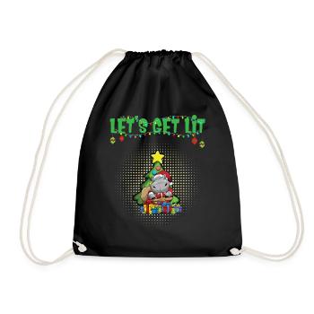 Let's Get Lit Advent Season Christmas Party X-Mas - Drawstring Bag - black - Front