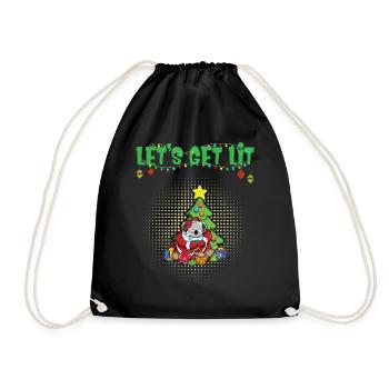 Let's Get Lit Advent Season Christmas Party X-Mas - Drawstring Bag - black - Front
