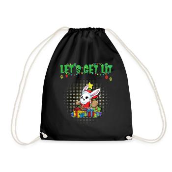 Let's Get Lit Advent Season Christmas Party X-Mas - Drawstring Bag - black - Front