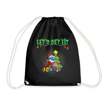 Let's Get Lit Advent Season Christmas Party X-Mas - Drawstring Bag - black - Front