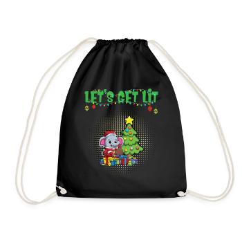 Let's Get Lit Advent Season Christmas Party X-Mas - Drawstring Bag - black - Front