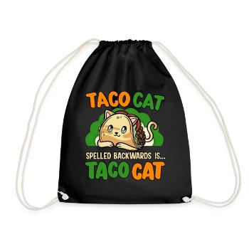 Taco cat spells backwards animal rights - Drawstring Bag - black - Front