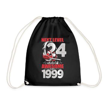 Level Unlocked 24 Years Old 1999 Headset Gaming - Drawstring Bag - black - Front