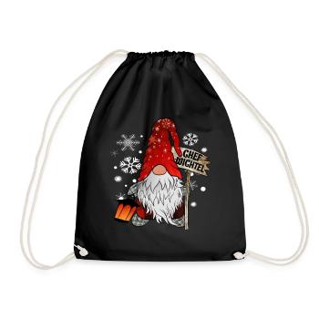 Chef Wichtel mit Schneeflocken Christmas Gnome - Turnbeutel - Schwarz - Vorne