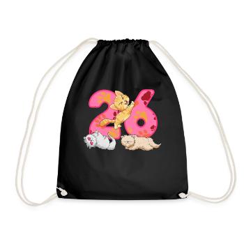 26th birthday kitten | Cat Birthday Shirt - Drawstring Bag - black - Front