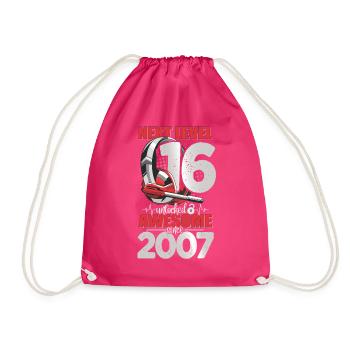 Level Unlocked 16 Jahre alt 2007 Headset Gaming - Turnbeutel - Fuchsia - Vorne