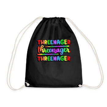 Threenager Kid 3ème anniversaire Spectre arc-en-ciel - Sac de sport léger - noir - Devant