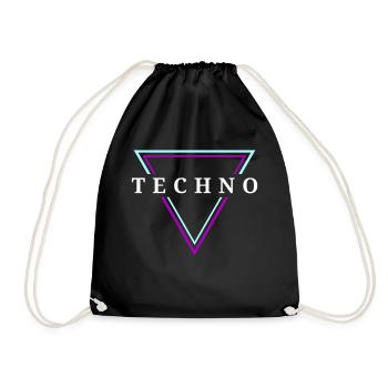 Techno House Party EDM Festival Goa Electro Rave - Drawstring Bag - black - Front