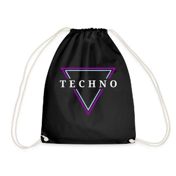 Techno House Party EDM Festival Goa Electro Rave - Drawstring Bag - black - Front