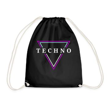 Techno House Party EDM Festival Goa Electro Rave - Drawstring Bag - black - Front