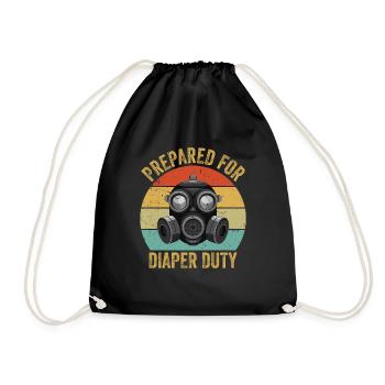 Funny Prepared For Diaper Duty Tee - Gag First - Drawstring Bag - black - Front