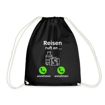 Reisen ruft an - annehmen oder annehmen? - Turnbeutel - Schwarz - Vorne