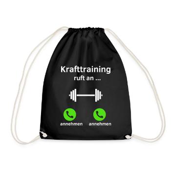 Krafttraining ruft an - annehmen oder annehmen? - Turnbeutel - Schwarz - Vorne