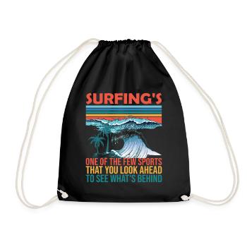 Surfing - Welle Palmen Strand Surfen - Turnbeutel - Schwarz - Vorne