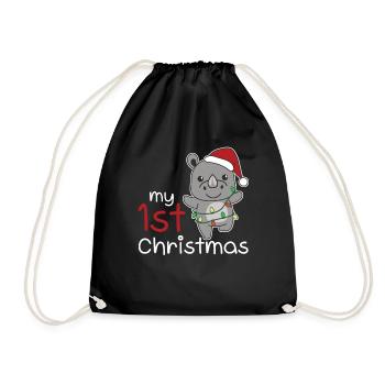 Nashorn Weihnachten Nashörner my 1st Christmas - Turnbeutel - Schwarz - Vorne