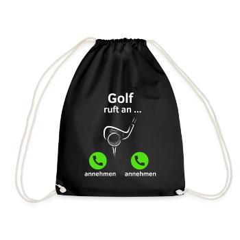 Golf ruft an - annehmen oder annehmen? - Turnbeutel - Schwarz - Vorne