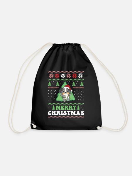 Christmas retro ugly christmas Australian Shepherd - Turnbeutel - Schwarz