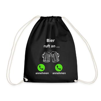 Bier ruft an - annehmen oder annehmen? - Turnbeutel - Schwarz - Vorne