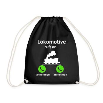 Lokomotive ruft an - annehmen oder annehmen? - Turnbeutel - Schwarz - Vorne