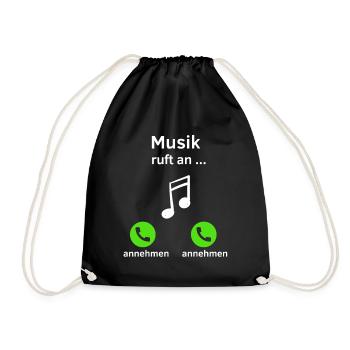 Musik ruft an - annehmen oder annehmen? - Turnbeutel - Schwarz - Vorne