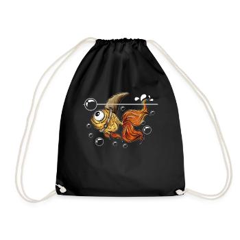 Angler fish plays with air bubbles dorsal fin - Drawstring Bag - black - Front