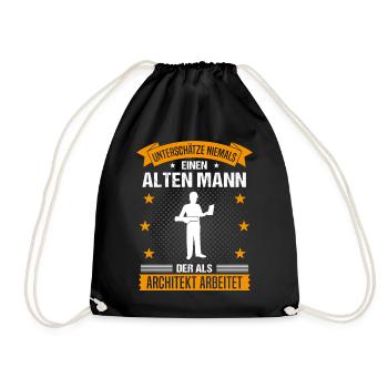 Architekt Alter Mann Spruch Herren Geschenk - Turnbeutel - Schwarz - Vorne