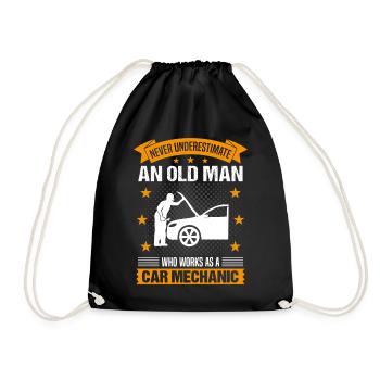 Automechaniker Alter Mann Spruch Herren Geschenk - Turnbeutel - Schwarz - Vorne