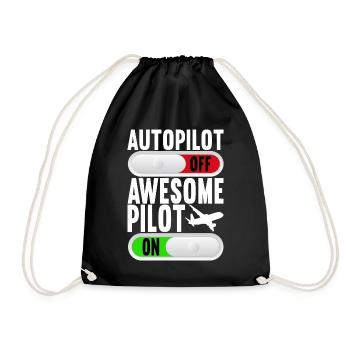 Pilot Flugzeug - Turnbeutel - Schwarz - Vorne