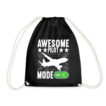 Pilot Flugzeug - Turnbeutel - Schwarz - Vorne