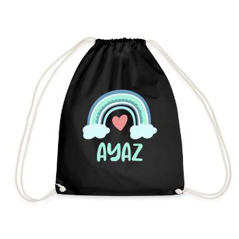 Ayaz Name Regenbogen Baby - Turnbeutel - Schwarz - Vorne