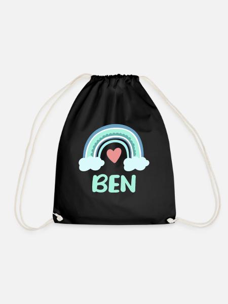 Ben Name Regenbogen Baby - Turnbeutel - Schwarz