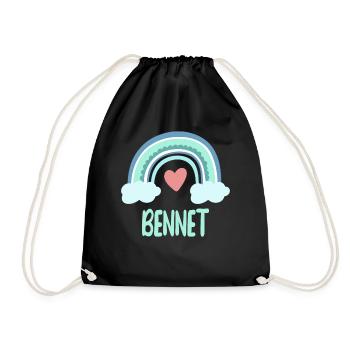 Bennet Name Rainbow Baby - Drawstring Bag - black - Front