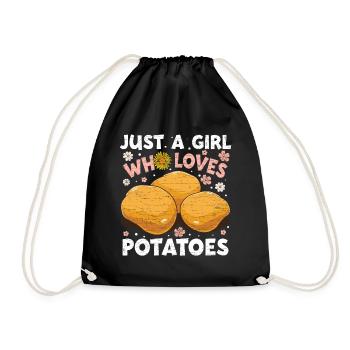 Mädchen Kartoffeln Pommes - Turnbeutel - Schwarz - Vorne