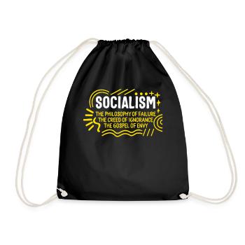 Socialist Shirt, Socialism Definition Tee, - Drawstring Bag - black - Front