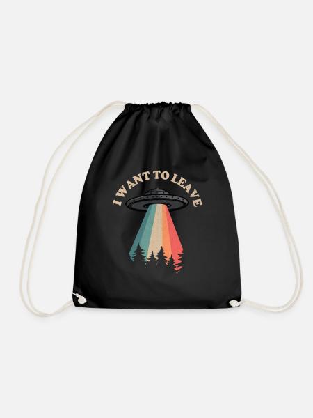 I want to leave / Alien Ufo Shirt - Turnbeutel - Schwarz
