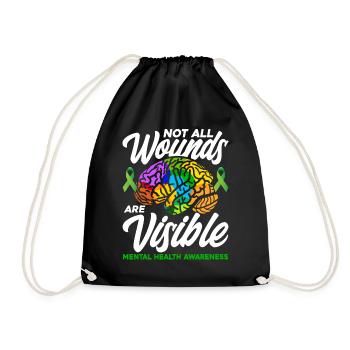 Not All Wounds Are Visible - Drawstring Bag - black - Front