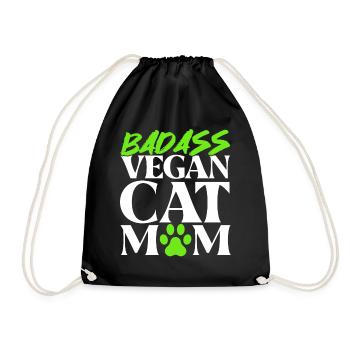 Maman chat végétalien - Sac de sport léger - noir - Devant