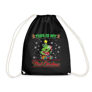 This Is My First Christmas Toddler One Year X-Mas - Turnbeutel - Schwarz - Vorne