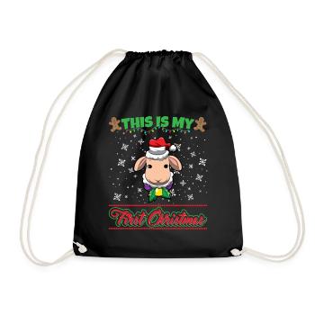 This Is My First Christmas Toddler One Year X-Mas - Drawstring Bag - black - Front