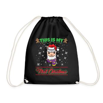 This Is My First Christmas Toddler One Year X-Mas - Turnbeutel - Schwarz - Vorne