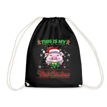 This Is My First Christmas Toddler One Year X-Mas - Turnbeutel - Schwarz - Vorne