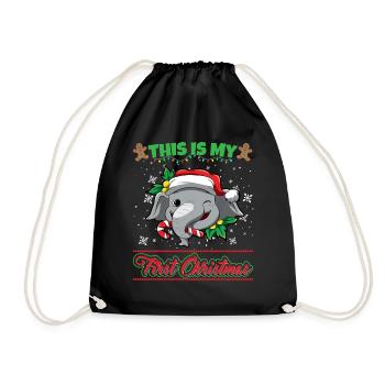 This Is My First Christmas Toddler One Year X-Mas - Turnbeutel - Schwarz - Vorne
