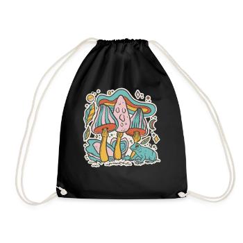 Bunte Pilze Cottage Core Aesthetic Goblincore - Turnbeutel - Schwarz - Vorne