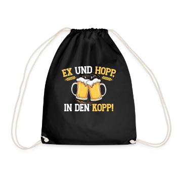 Ex Und Hopp In Den Koppi Bier Liebhaber Craft Beer - Turnbeutel - Schwarz - Vorne