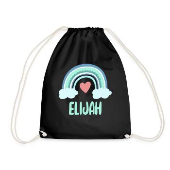 Elijah Name Rainbow Baby - Drawstring Bag - black - Front